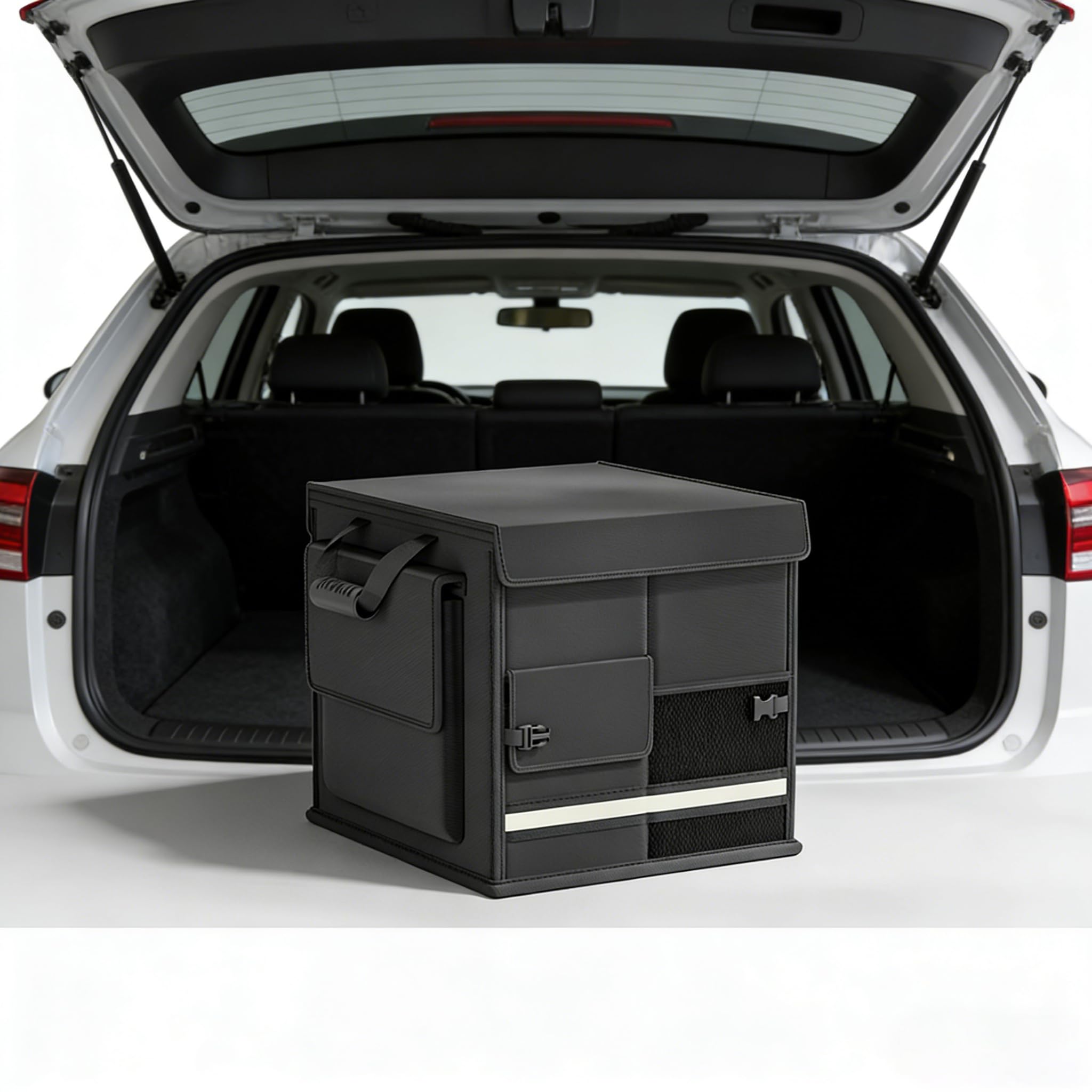 Organizador de Maletero de Coche Caja de Almacenamiento con Base Antideslizante Resistente al Desgaste, Duradero y con Gran Capacidad de Carga Organizador de Maletero con Compartimentos múlt