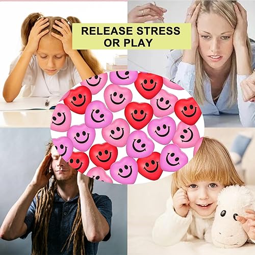 Miniatura 7 de 30 bolas antiestrés con forma de corazón, bolas sonrientes para apretar, mini bola facial, alivio del estrés en forma de corazón para recuerdos de