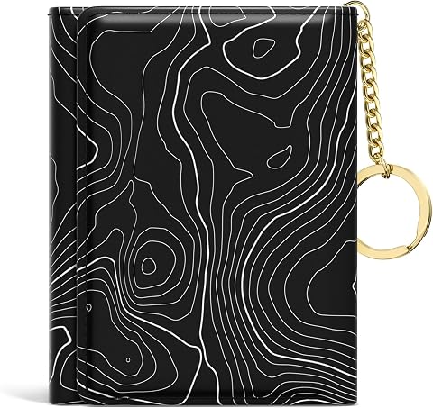 Rouidr Womens Wallet, Small Slim RFID Card Wallets for Women, Cute Front Pocket Trifold Leather Card Organizer with 7 Slots & ID Window, Black Lake