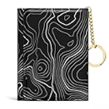 Rouidr Womens Wallet, Small Slim RFID Card Wallets for Women, Cute Front Pocket Trifold Leather Card Organizer with 7 Slots & ID Window, Black Lake