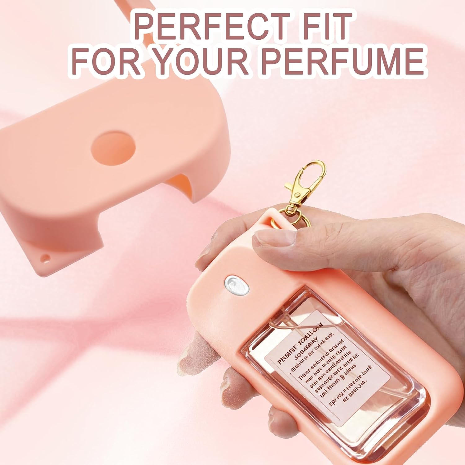 Silicone Case Compatible with Touchland Spray, Protective Holder with Keychain for Touchland 1FL. OZ Power Mist & Glow Mist (Blush Beige)