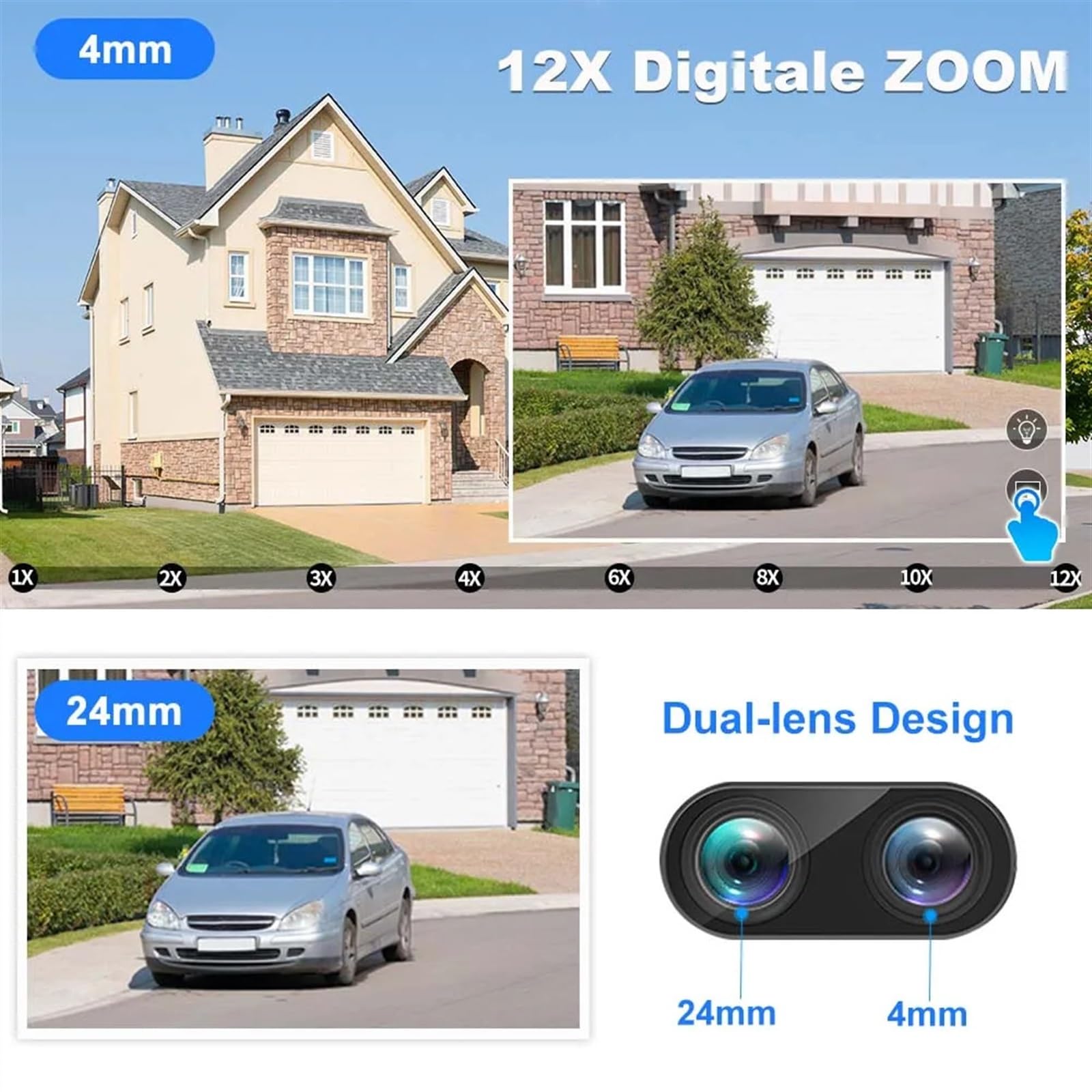 Kamera bezpieczeństwa, Kamera 4MP 2K zewnętrzna bezprzewodowa kamera bezpieczeństwa PTZ 12X Zoom AI wykrywanie ludzi automatyczne śledzenie CCTV IP nadzór wideo(4MP Add 32GB Card)