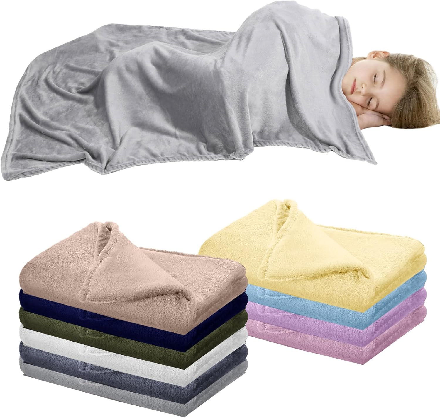 Breling 10 Pcs Baby Kids Blanket Bulk for Girls Boys