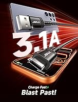 Vista 6 de JSAUX - Paquete de 3 cables USB C 3 A de carga rápida (10/6.6/3.3 pies), USB A a tipo C, trenzado de nailon compatible con Samsung Galaxy Gris