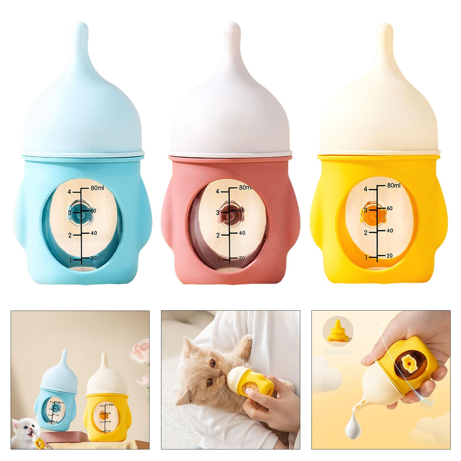 CLOTHBAG Stylish Pet Feeders Bottle Kitten Nursing Bottle Without Choking Designs for Newborns Puppies and Small Animals