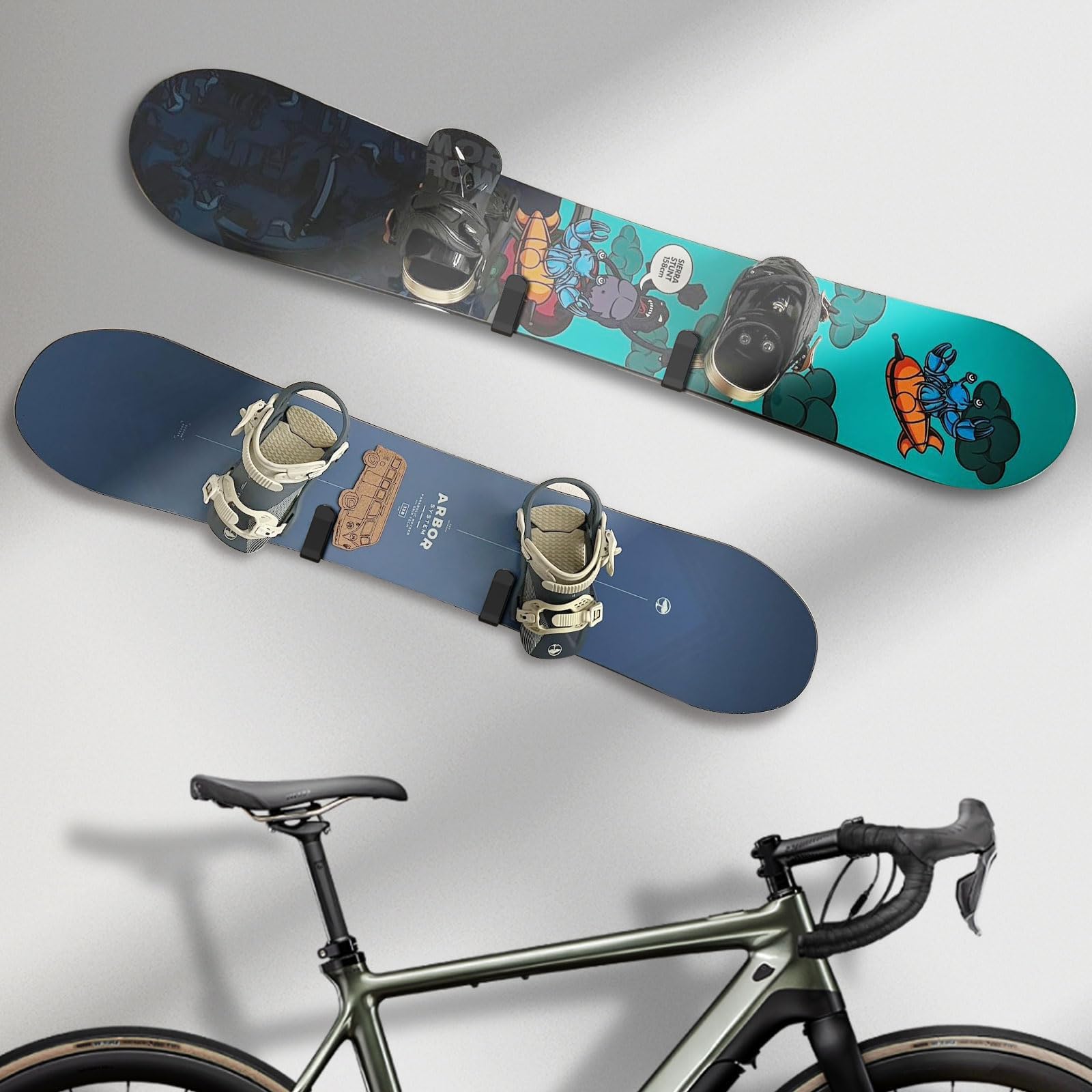 Soporte de pared para tabla de snowboard, clips horizontales de montaje para garaje