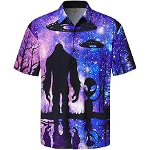 Hardaddy Mens Halloween Shirt Short Sleeve Button Down Funny Print Casual Shirt