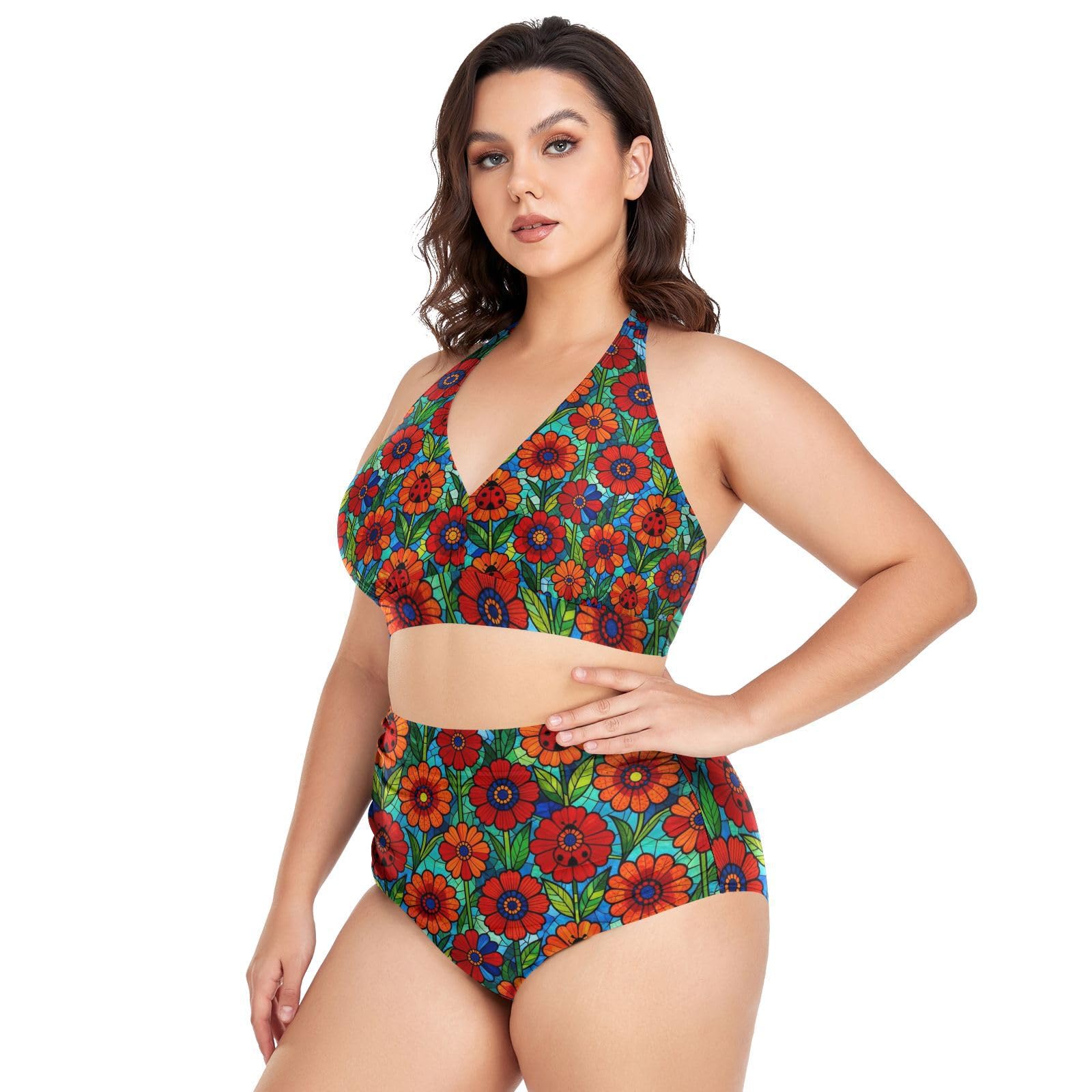 FRODOTGV Curvy damskie dwuczęściowe zestawy kąpielowe L-4XL