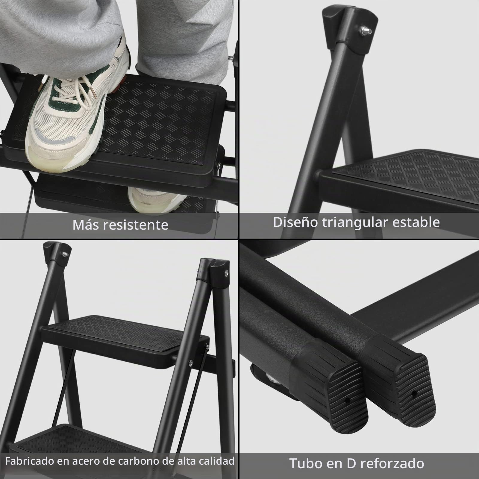 2 Peldaños Taburete Escalera Plegable, Taburete o Soporte de Exhibición Portátil, Ligero Escalones Antideslizante multifuncional para Hogar, Cocina, Oficina (Escalera de 2 peldaños)