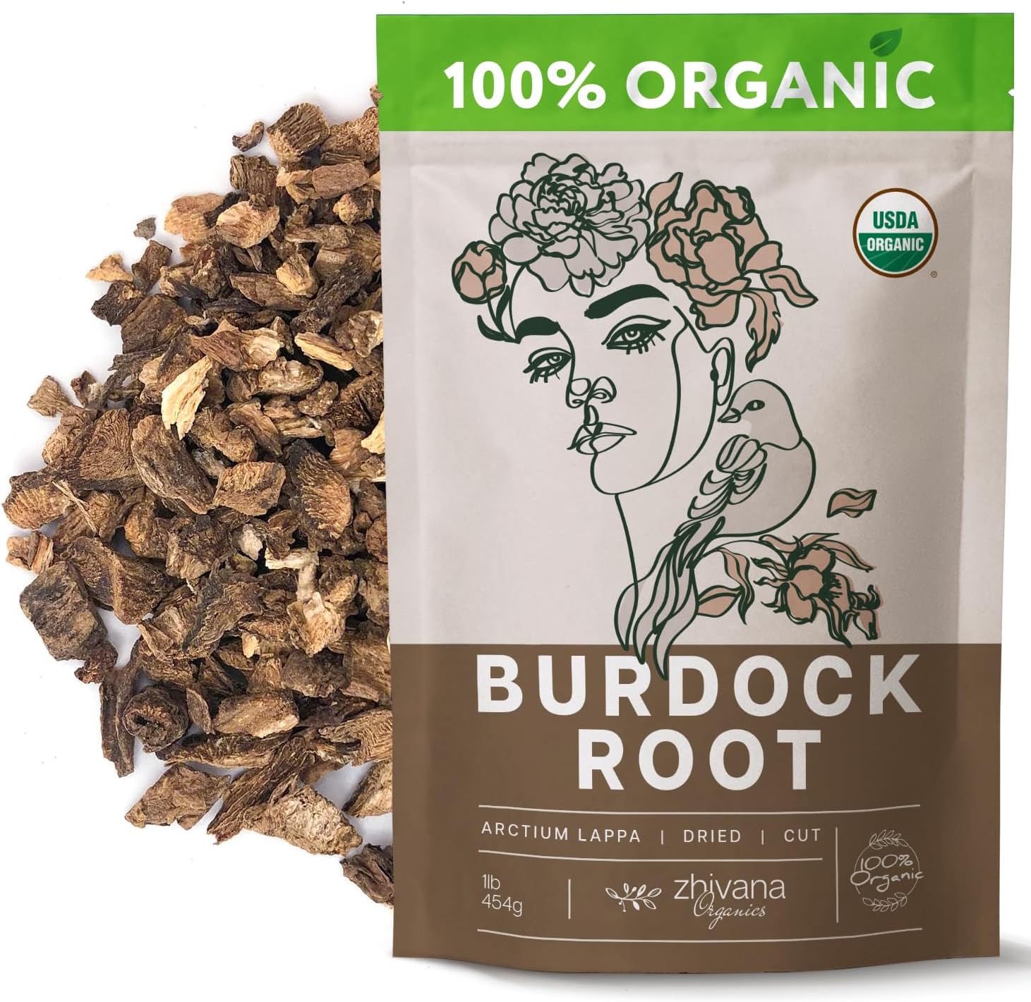 Premium Burdock Root Organic (16 oz.) - Greater Burdock Root Tea Loose - Raíz De Bardana Organica 우엉차