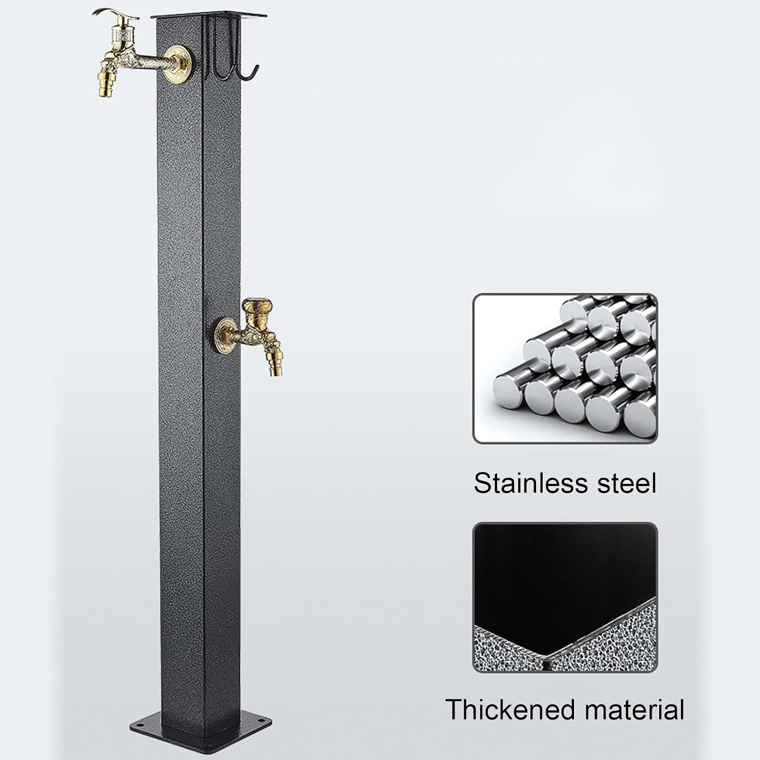 Outdoor Vertical Square Garden Faucet Water Column, Freestanding Anti-Freeze Faucet, Suitable for Lawn and Garden Irrigation(Small)