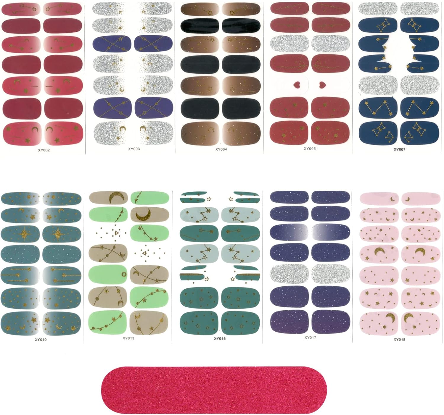 VGOL 10 Sheets Starry Sky Nail Art Stickers Full Wrap Strips Self