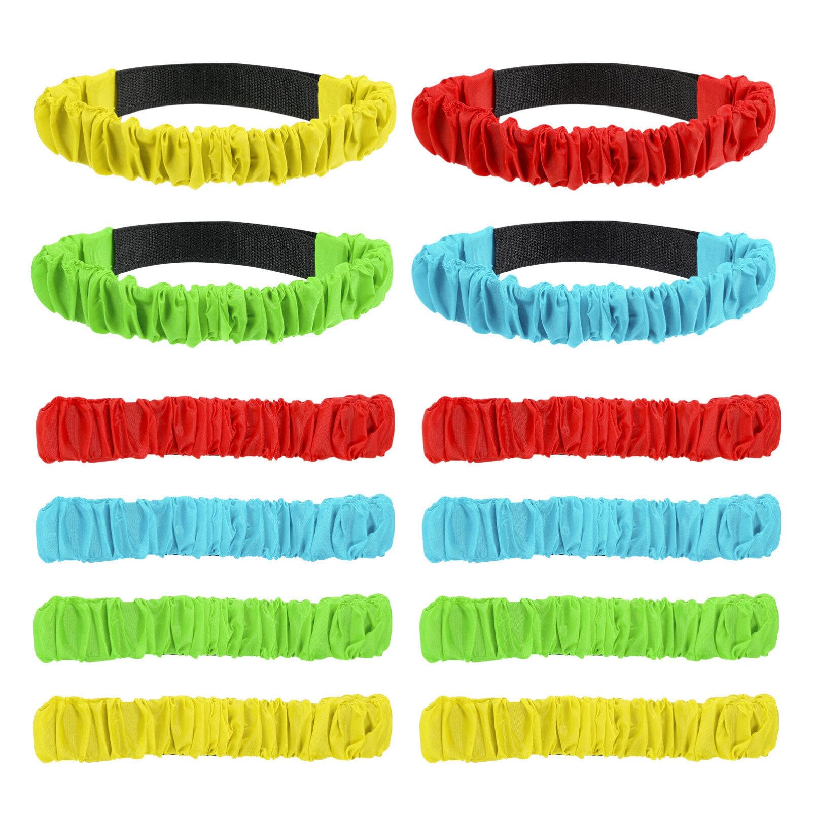 TOYANDONA 12 Pieces Legged Race Bands Colorful Elastic Tie Rope for Birthday Relay Race Game Carnival Field Day Backyard Indoor Outdoor Team Building Game Party Supplies