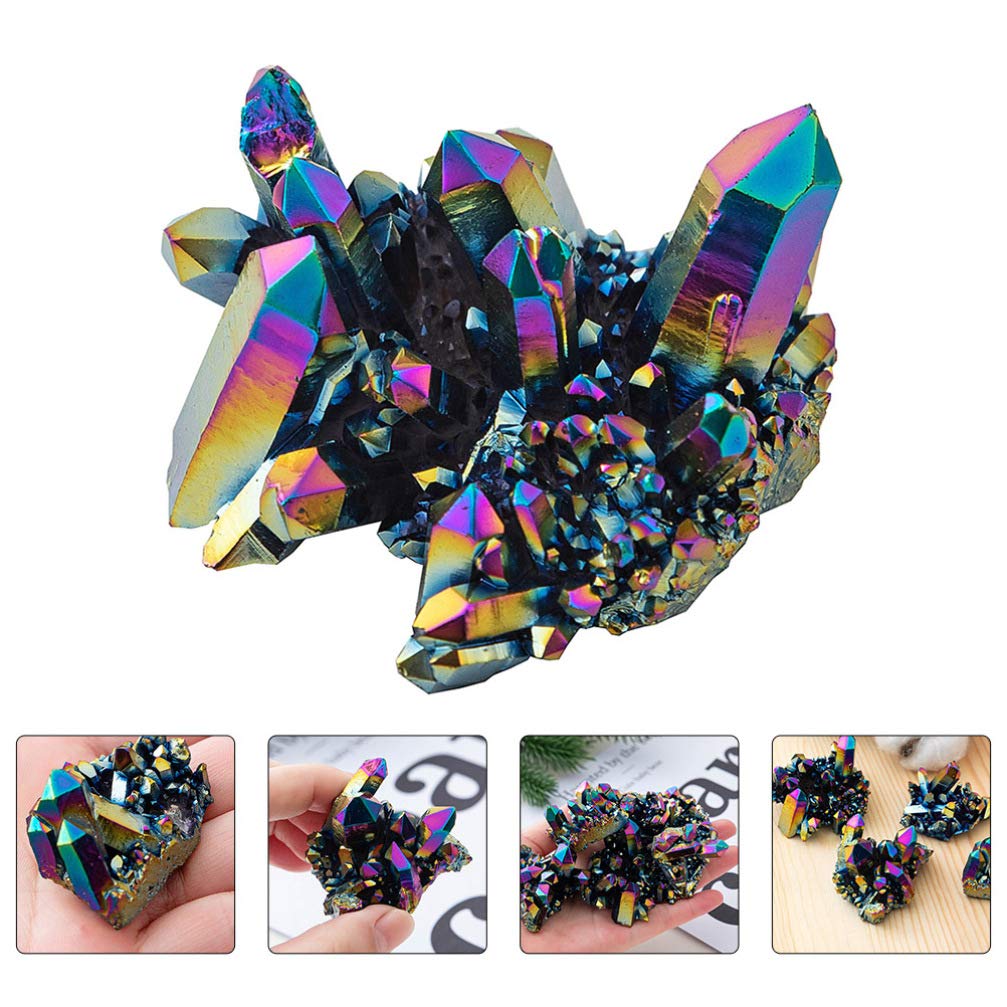 EXCEART Grappolo di cristallo arcobaleno naturale, 2 pezzi, decorazione per la casa, feng shui, acquario, artigianato e regali 4,5 x 3,5 x 3 cm