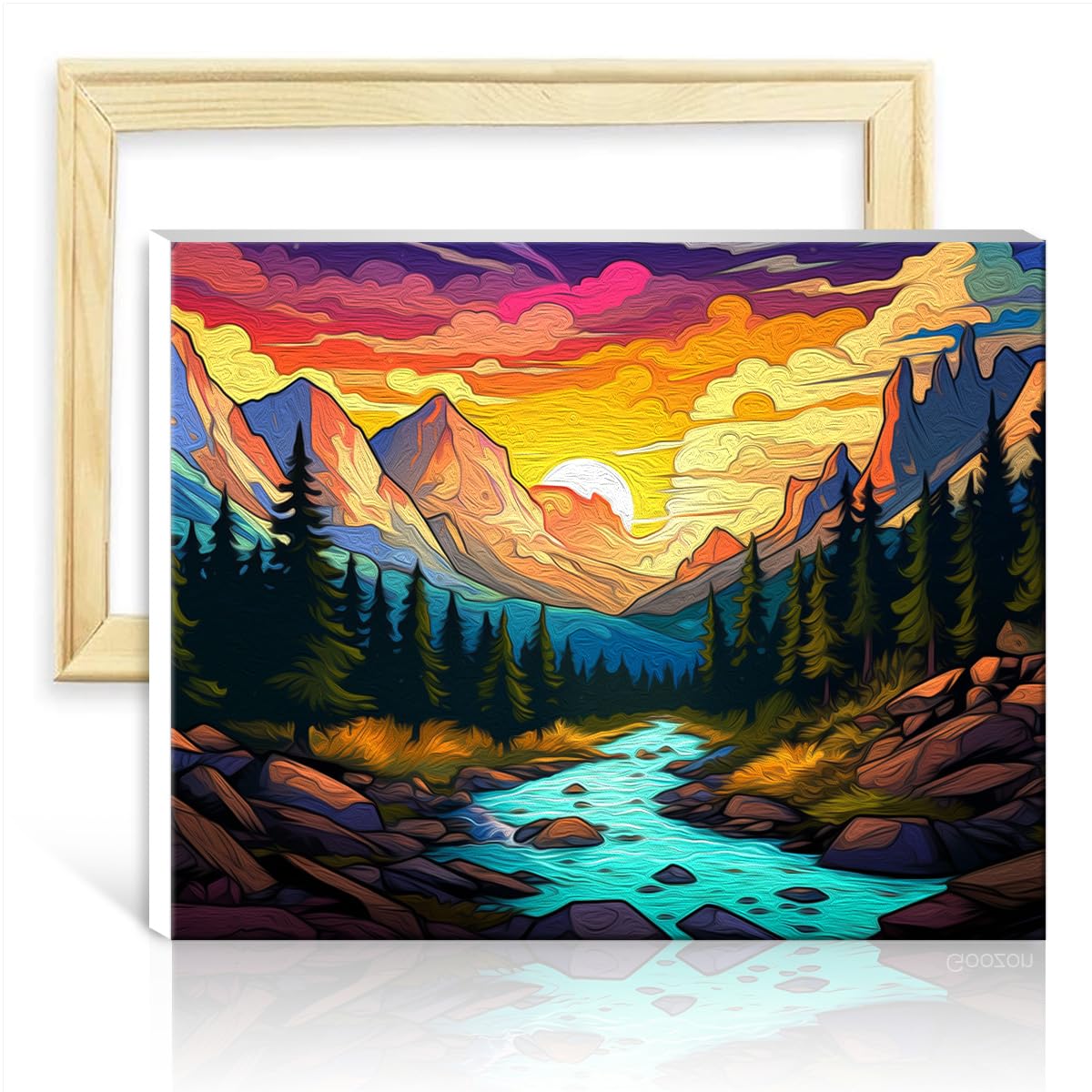 TANGFEIY Paintwork Kit for Wall Decor Rocky Mountain National Park Paint by Number Adults with Brushes and Acrylic Pigment Number Painting Art with Frame(30x40cm)