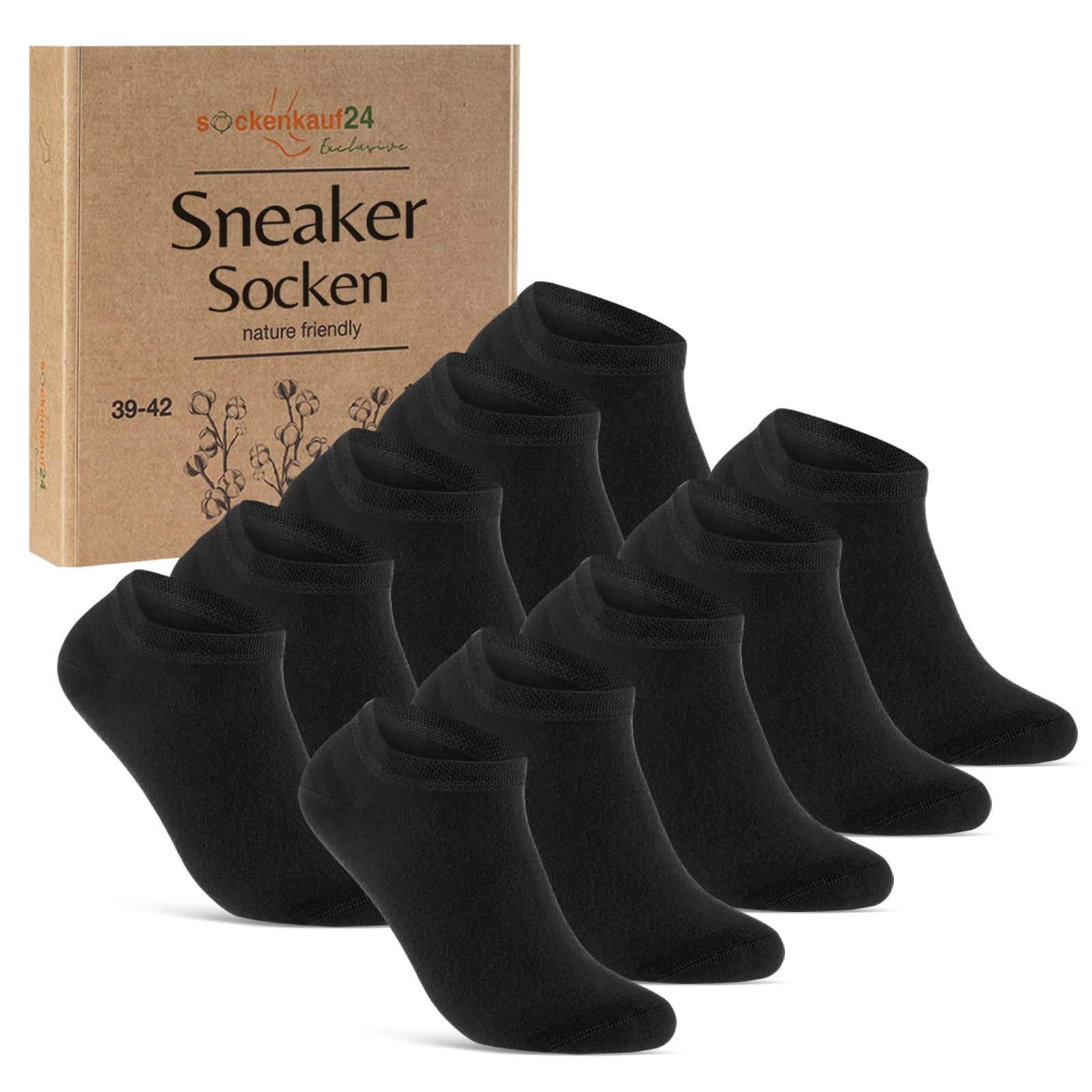 10 Pairs of Premium Trainer Socks for Men and Women Made of Combed Cotton with Comfort Waistband without Pressing Seam