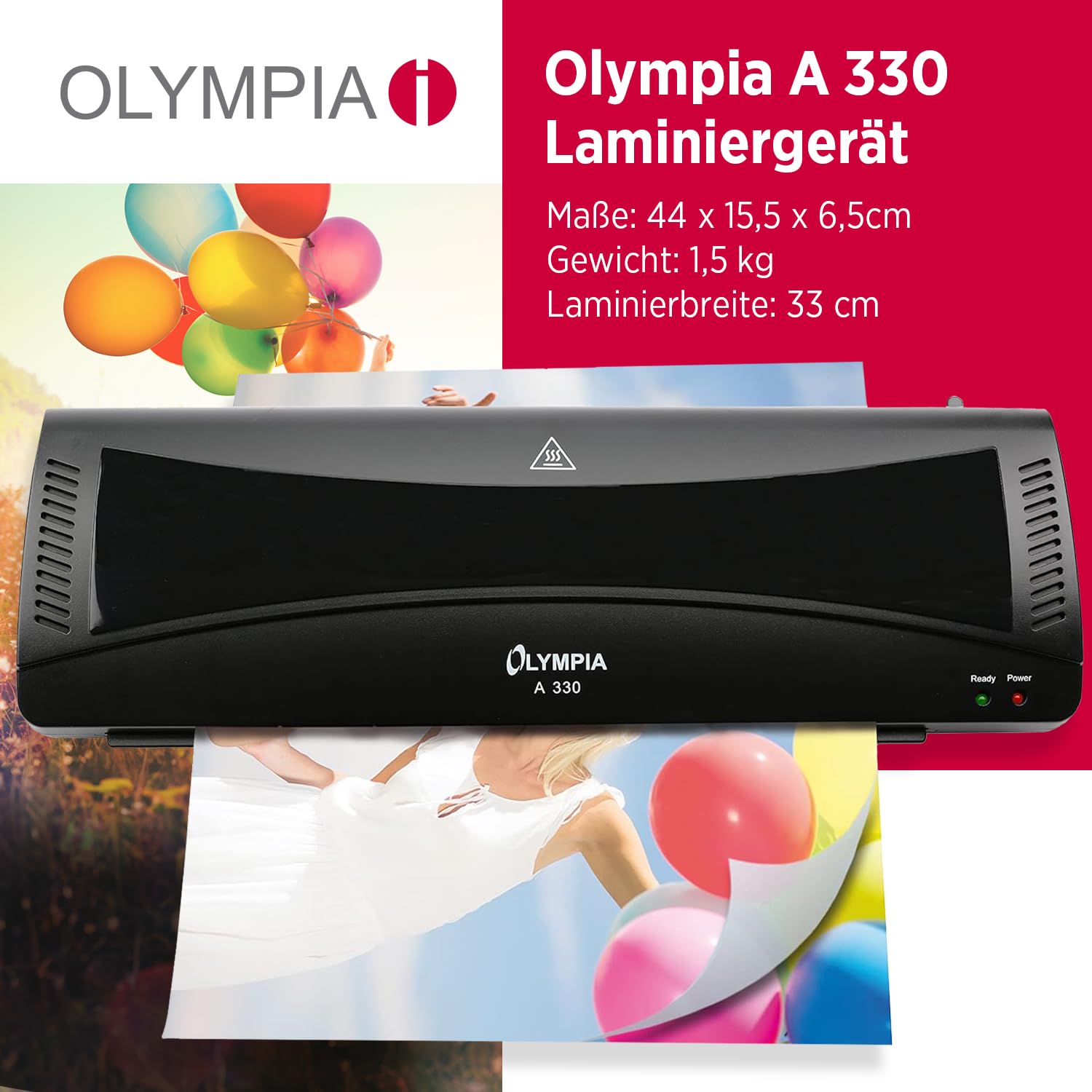Olympia Plastifieuse A 330 | Plastification à chaud et à froid | Plastifieuse jusqu'au format A3 | Protection contre les bulles | Idéal pour le bureau, l'école et le bureau à domicile