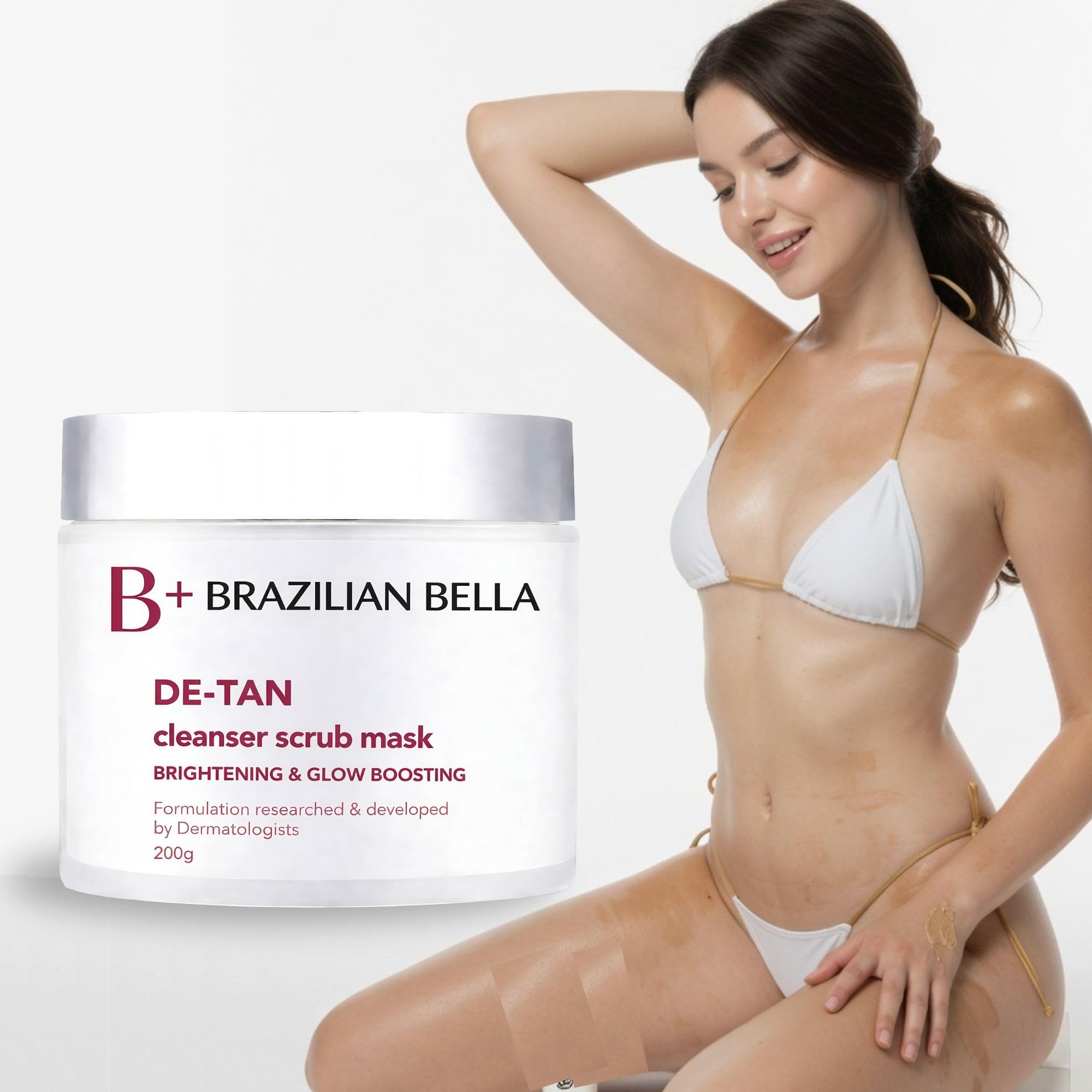 Brazilian Bella Full Body & Butt Bum Buttock Whitening De-Tan Cleanser Scrub & Mask DeTan Pack Glow Cream-image-23