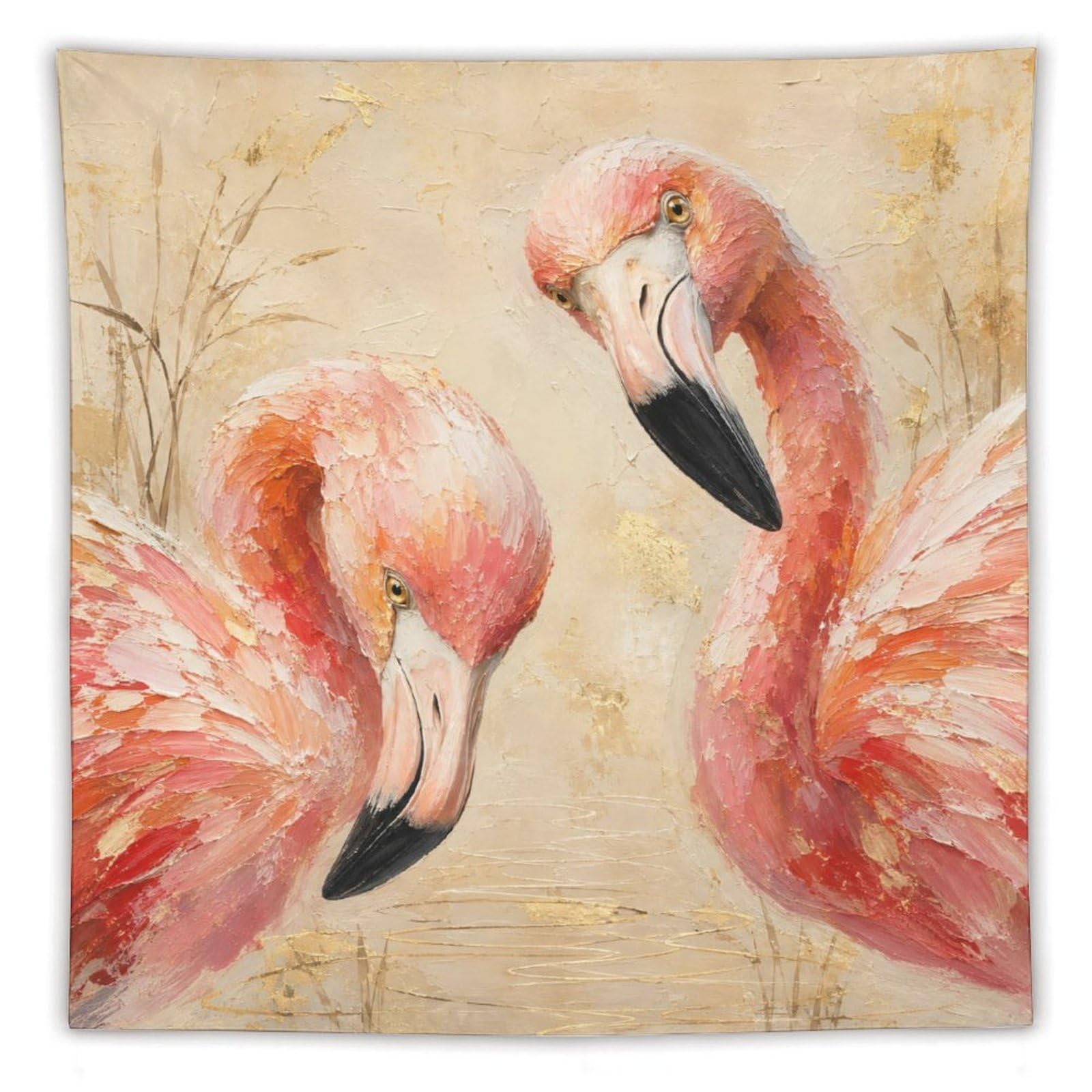 H3B8U2Y5 Pink Flamingos Wall Tapestry, Oil Painting, Backdrop