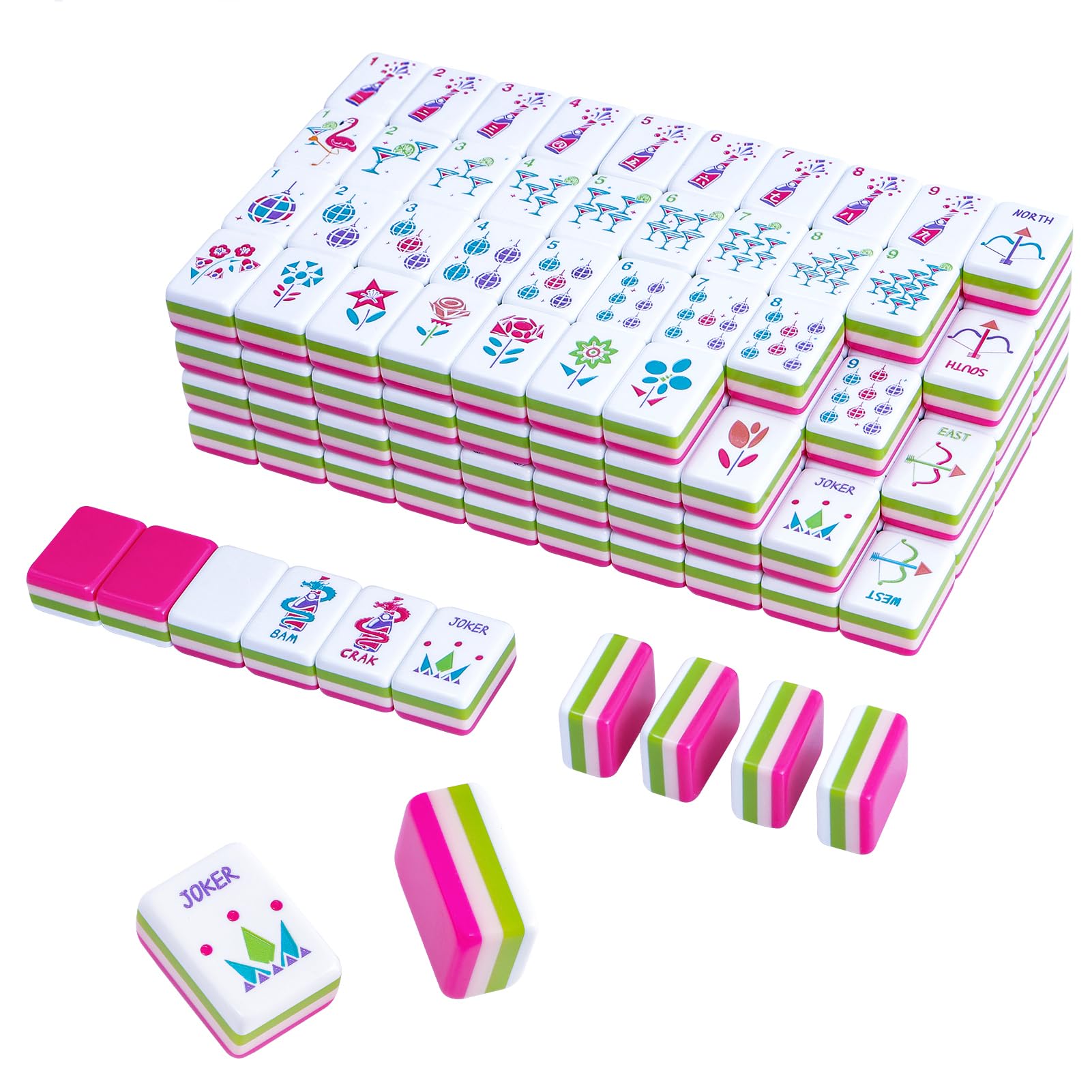 160 Acrylic 4 Layer Engraved American Mahjong Tiles Set with Carrying Bag and Accessories, 1.26’’ Mahjong Tile Set
