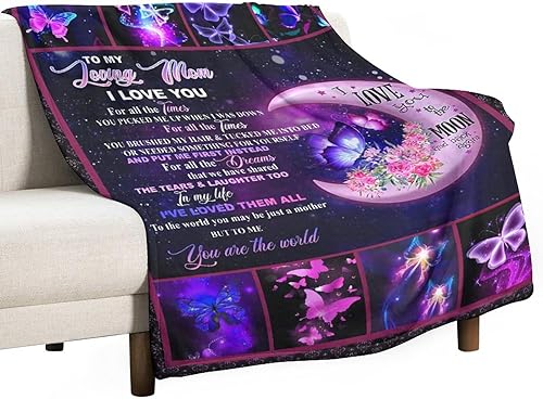 Miniatura 4 de Manta de mariposa con texto en inglés To My Mom, manta de mariposa para mamá, suave, cálida y acogedora manta de vellón para sofá, cama, 40 x 50