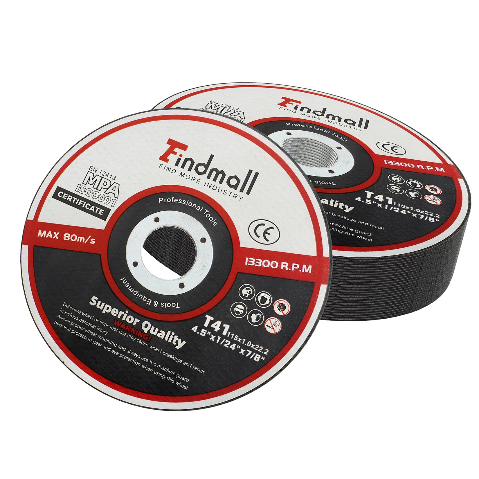 50 discos de corte de 4 1/2 pulgadas para amoladora angular, 4 1/2" de diámetro, 0.040" de espesor y eje interior de 7/8", discos de corte para metal y acero inoxidable, disco de corte para amolador