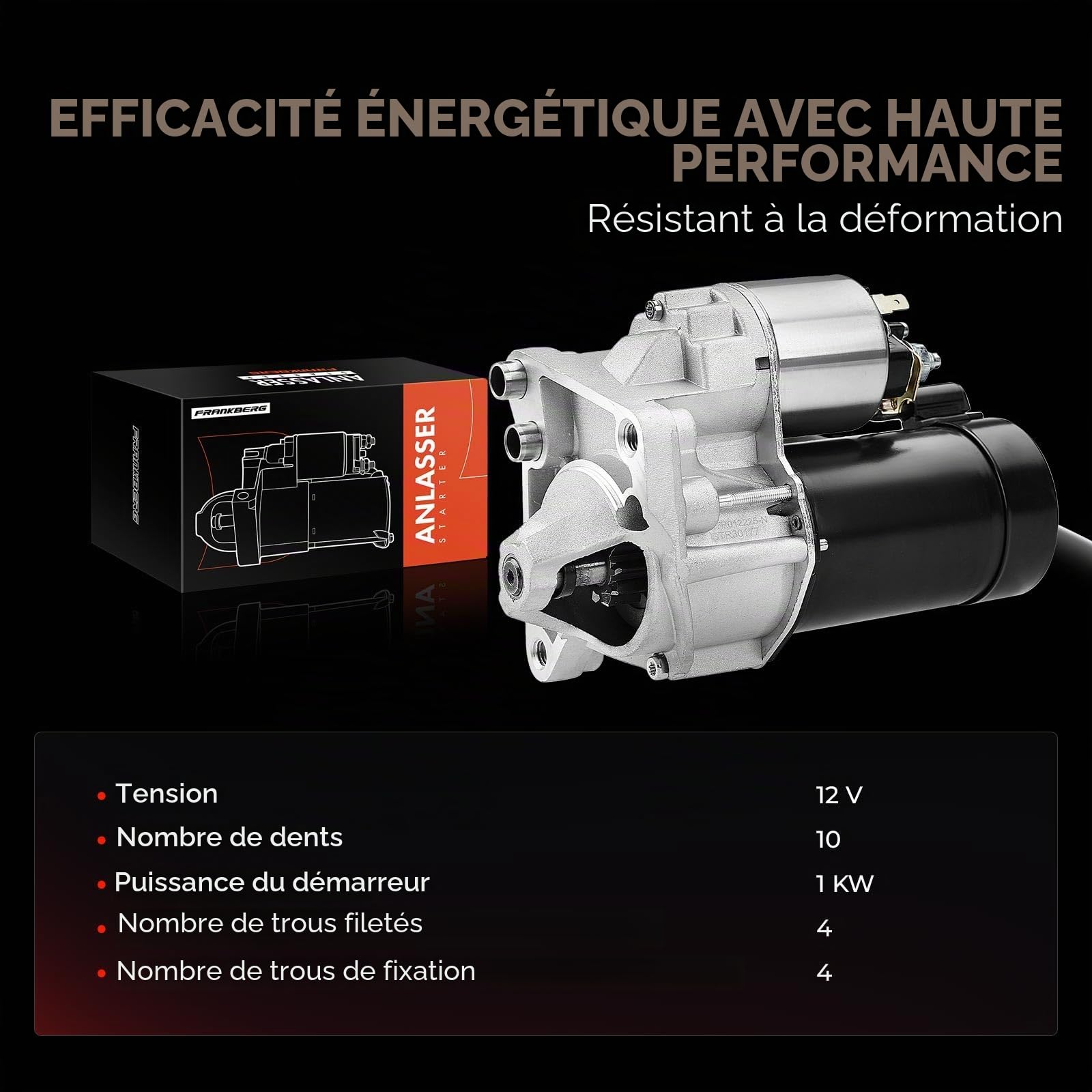Frankberg Démarreur Compatible avec 19 I/II 1988-1995 Clio I/II 1990-2005 Laguna I 1994-2001 M.e.g.a.n.e I 1996-2003 Super 5 1984-1995 Trafic 1986-1994
