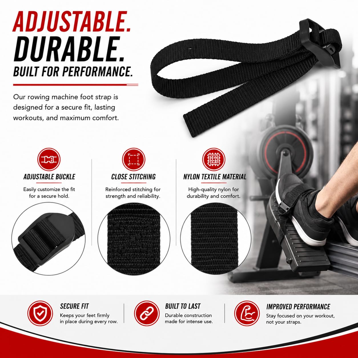 TreadLife Fitness Cinghie di ricambio per vogatore Concept 2 Rower | Confezione da 1 o 2