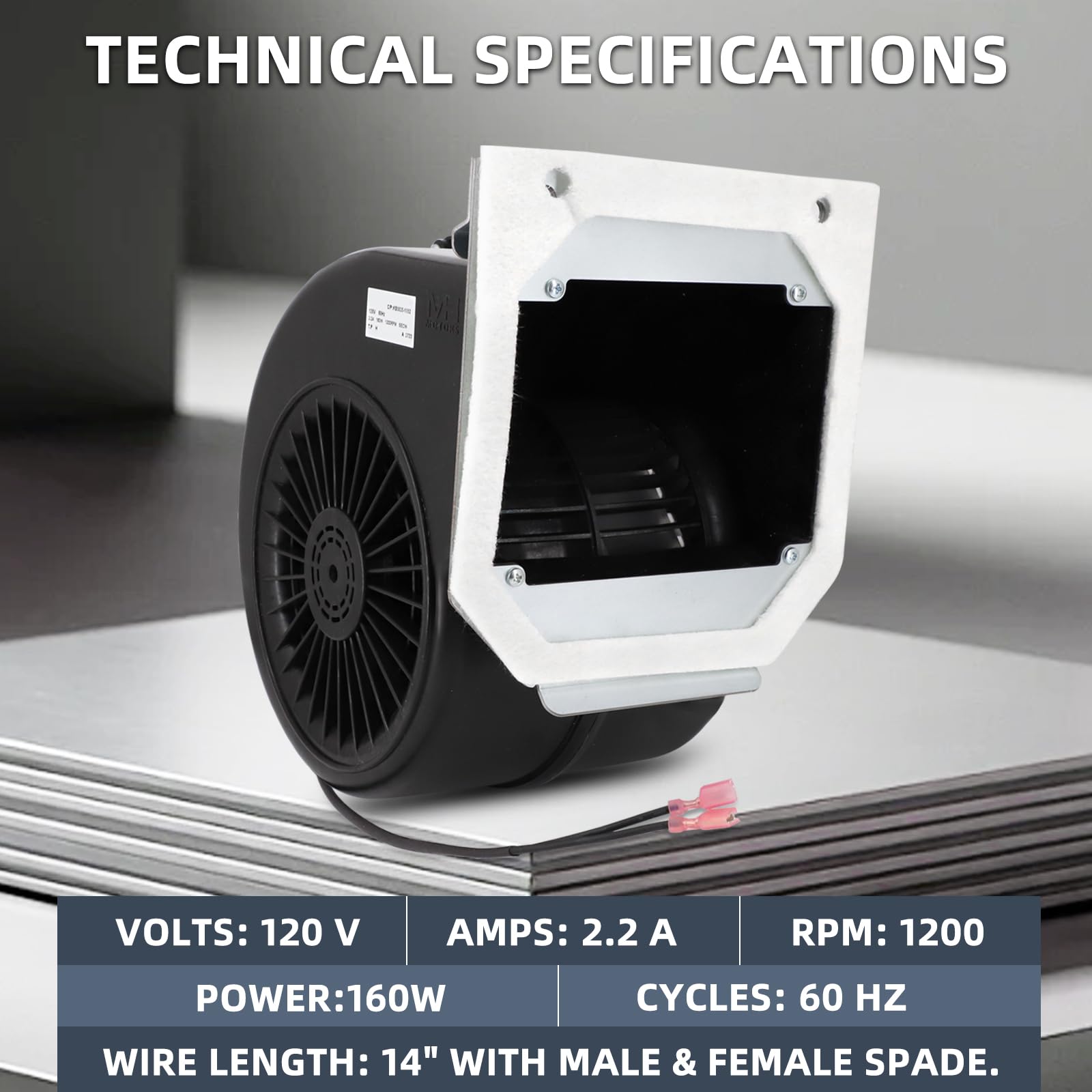 KS-5020-1052 Ventilador de convección para estufa de pellets de hierro fundido PelPro PP130, PP130-B, PP150, PP300, PP70, PPC90.