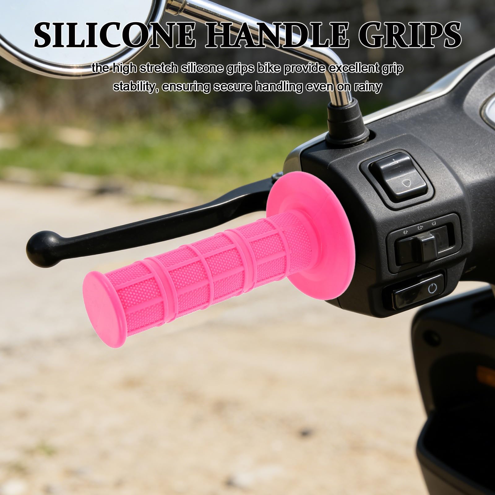 NUOBESTY 4er-Pack Motorrad-Handgriffe, rutschfeste Lenkergriffe, Ersatz-Silikon-Lenkerüberzüge, Komfortables Zubehör für Motorräder, pink