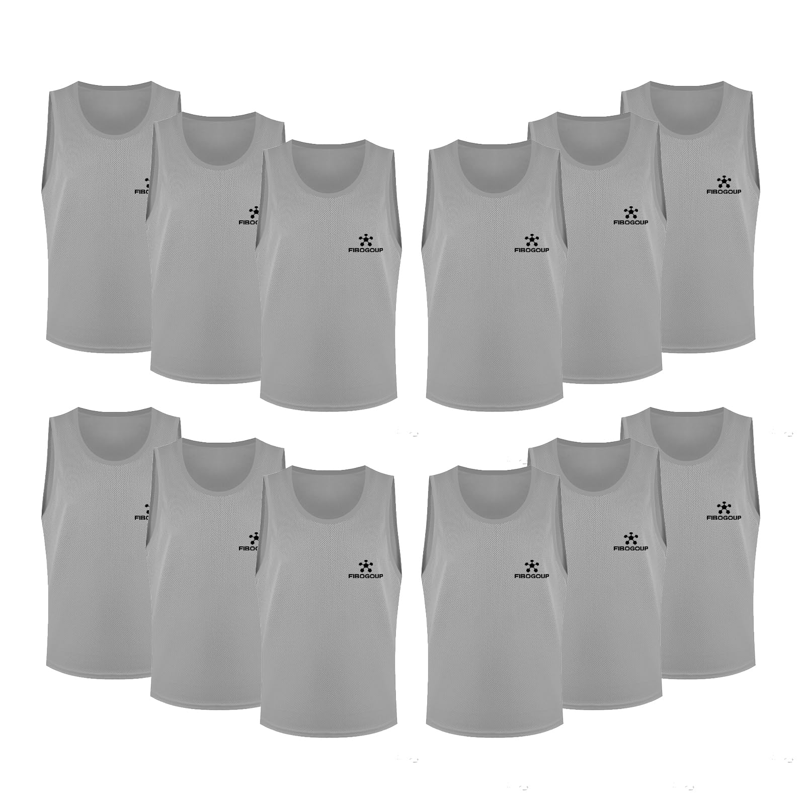 FIBOGOUP Football Bibs [12 Pack], Quick-Dry Multi Sports bibs,Durable Training bibs FOR Kids to Aldut,Universal size, suitable for various scenarios-Gray-XL