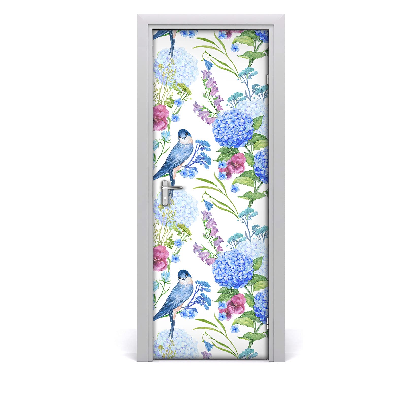 Papier peint pour porte oiseaux et fleurs Coloray 85x200 cm