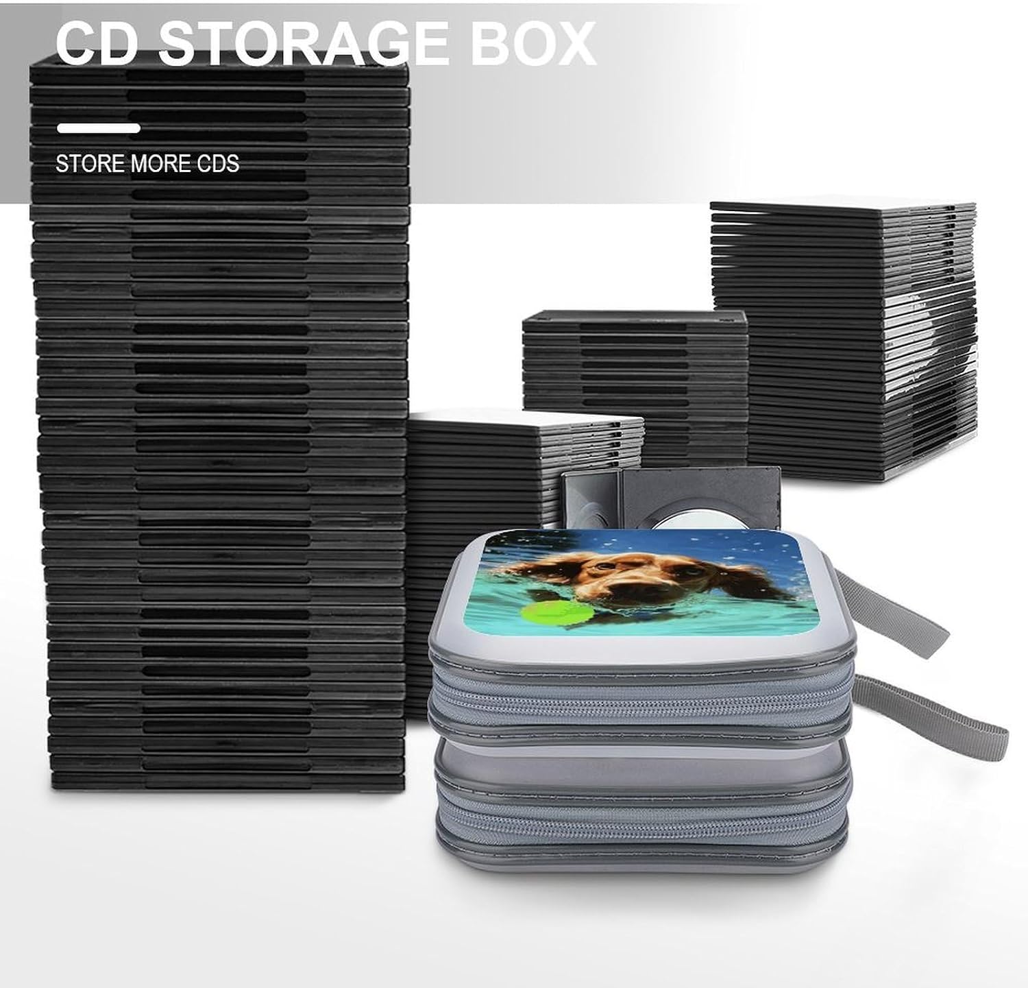 Funny Swimming Dog CD Case CD Storage Box DVD Sleeves