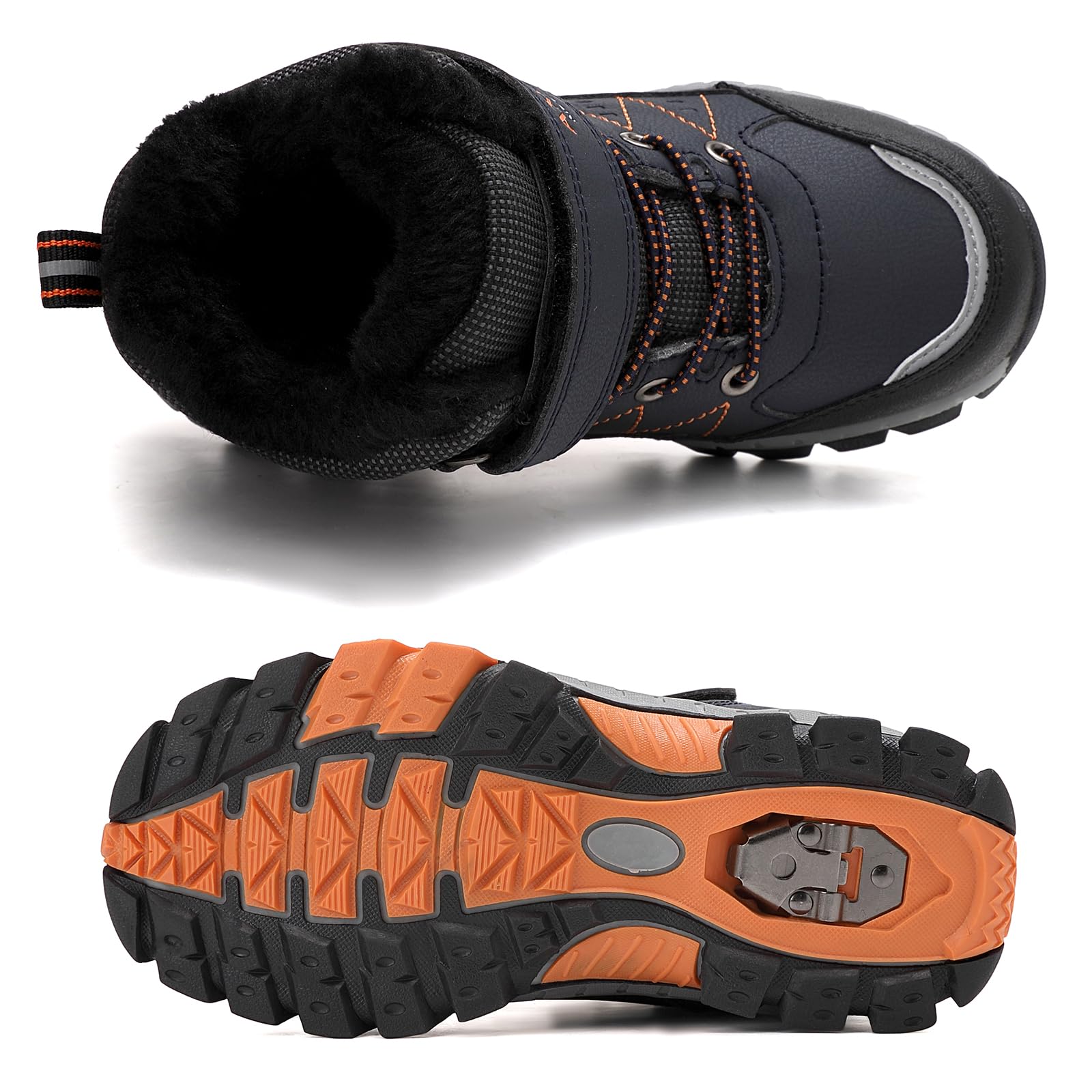 TARELO Winterschuhe Kinder rutschfeste Winterstiefel Mid Schneestiefel Jungen Unisex Gefütterte Wanderschuhe 32-39 (Blau,38)