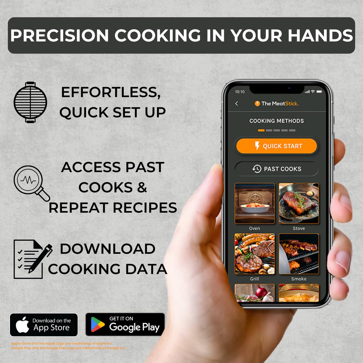 MeatStick 4X Bluetooth Wireless Meat Thermometer, 650ft+ Range Grill Probe | 4 sensors, 572°F ambient rating, 70+ hr battery. Built for big cuts and long smokes. For Grilling, Smoker, Oven, BBQ