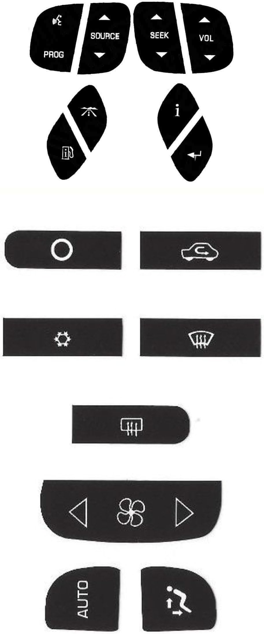 Steering and AC Decal Combo Repair Kit for Your 2000-2006 Chevy GMC Silverado Yukon Suburban Tahoe Sierra Vehicle - Tough Outdoor Vinyl Overlays to Bring Back Your Buttons Fast and Easy