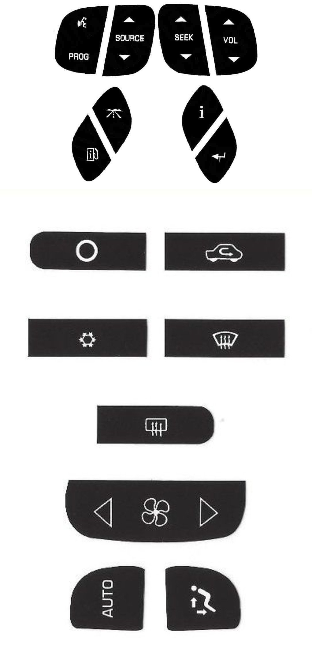 Steering and AC Decal Combo Repair Kit for Your 2000-2006 Chevy GMC Silverado Yukon Suburban Tahoe Sierra Vehicle - Tough Outdoor Vinyl Overlays to Bring Back Your Buttons Fast and Easy