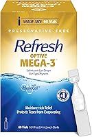 Refresh Optive MEGA-3 Preservative-Free Lubricant Eye Drops - Fast Relief for Dry Eyes, Omega-3s, 60 Single-Use Vials