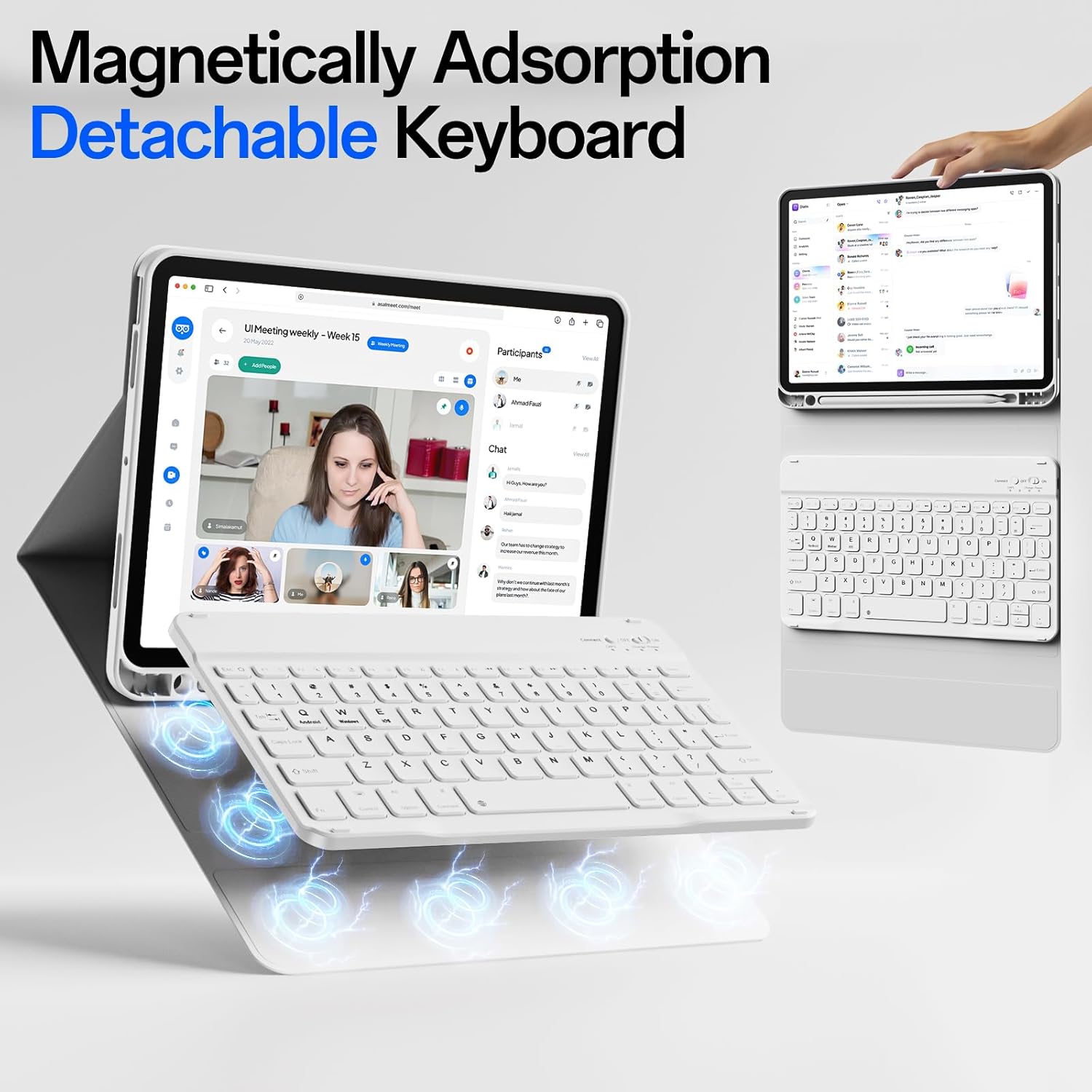 Keyboard Case for iPad (A16) 11th/10th Generation, iPad 11 inch 2025/10.9 inch 2022 Case, Detachable Wireless Bluetooth Keyboard, Stand Folio Cover with Pencil Holder (Gray)