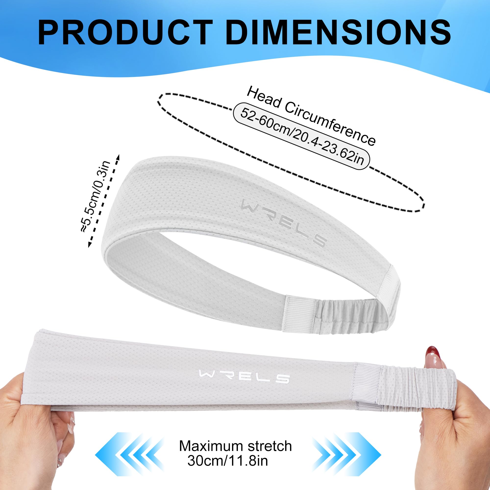 WRELS Cooling Headband Moisture Wicking Sweatband Women & Men for Outdoor Sports, Fitness, Yoga, Tennis, Fitness, Workout – 3 Pack - 4