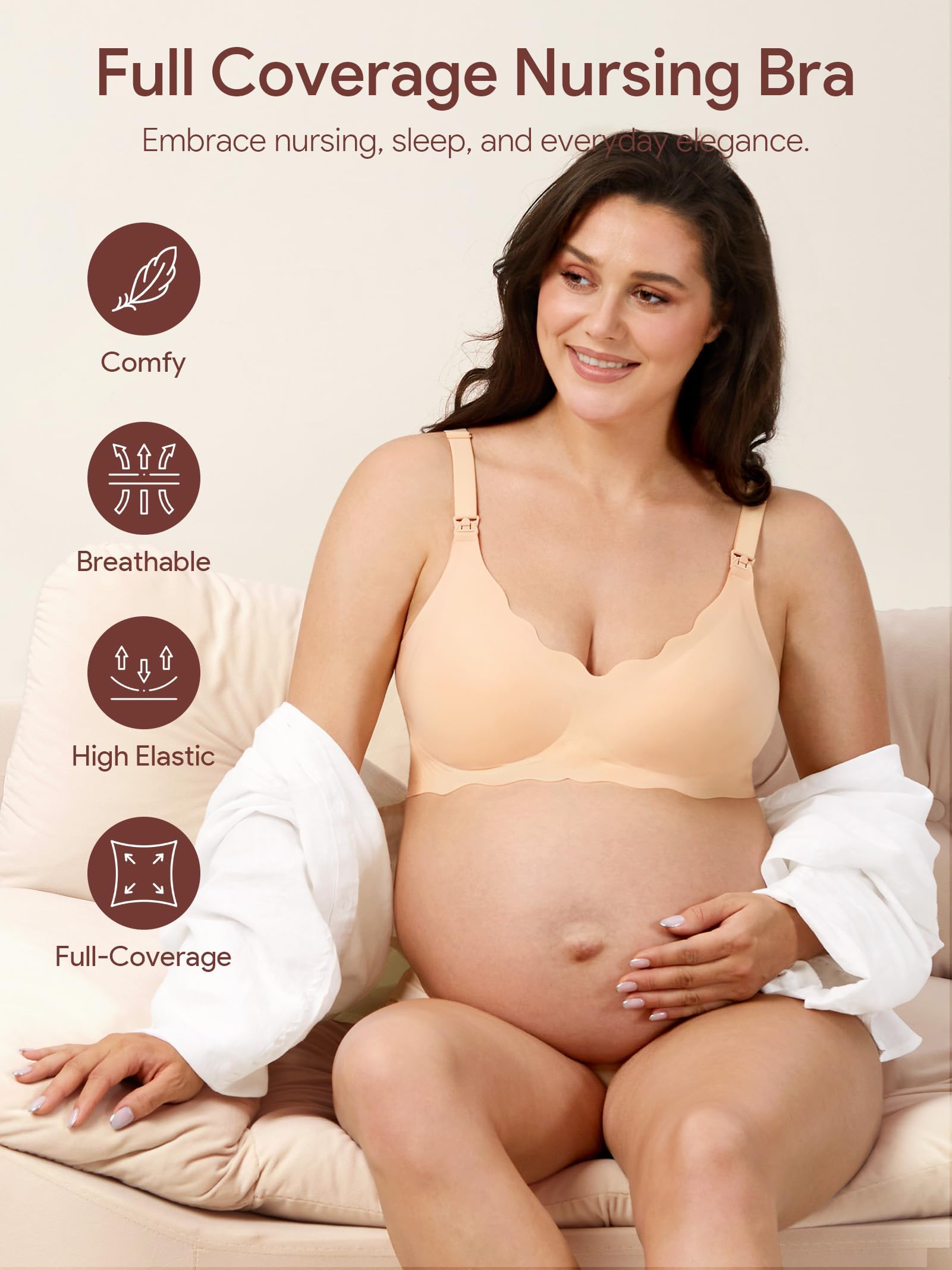 HBselect Schwangerschafts Still BH Nahtloser BH ohne Bügel Still-Bustier Seidig Nursing Bra Stillen und Schlaf Ohne Bügel für Damen