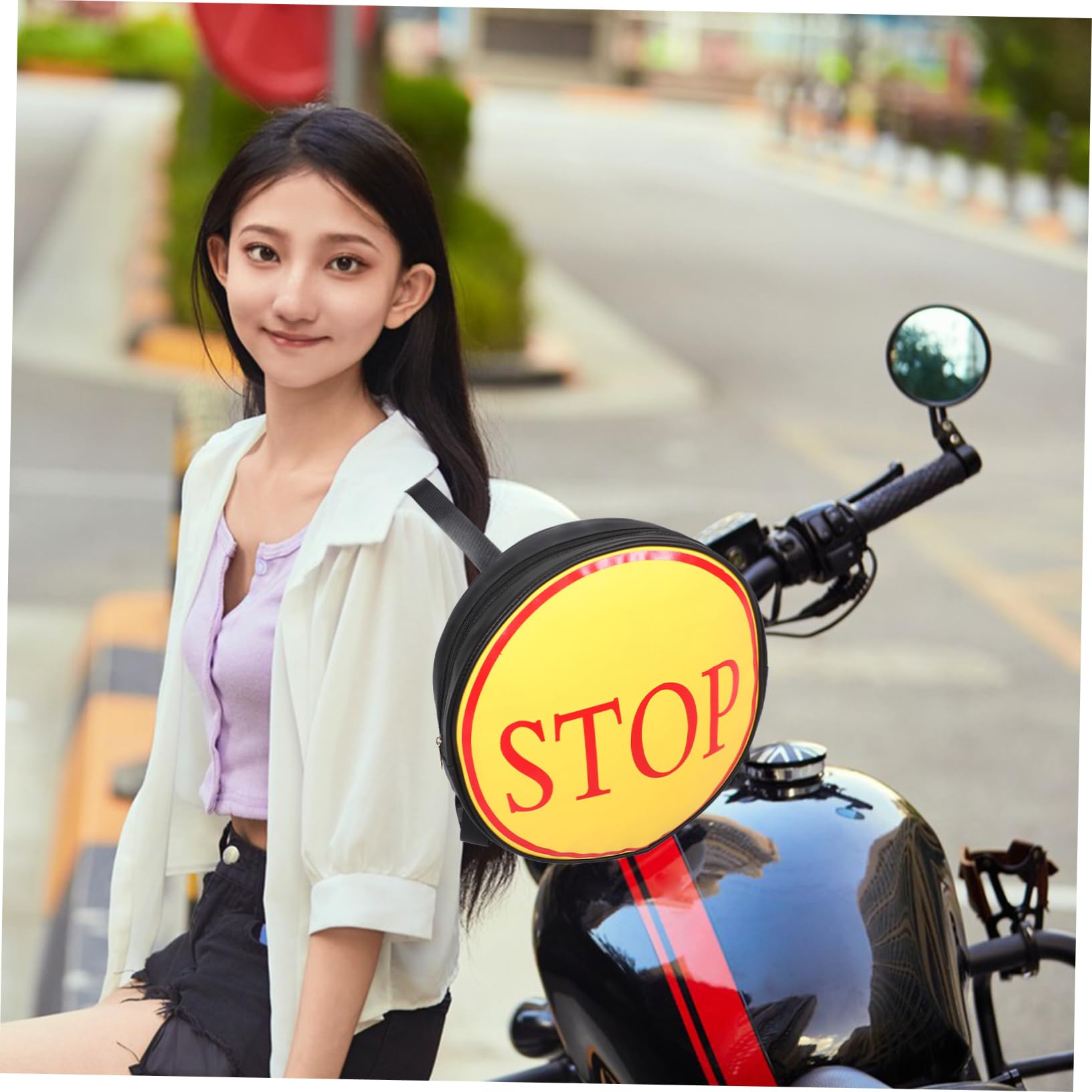 PRETYZOOM Zaino per Moto in Pu, Spallacci Ergonomici e Dettagli Riflettenti, per Viaggi Lunghi e Uso Quotidiano
