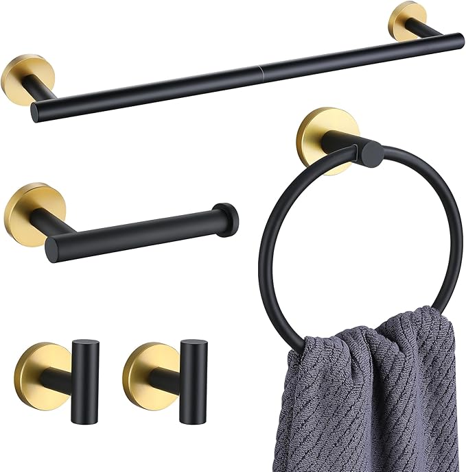 Lairuier Black and Gold Bathroom Hardware Accessories Set