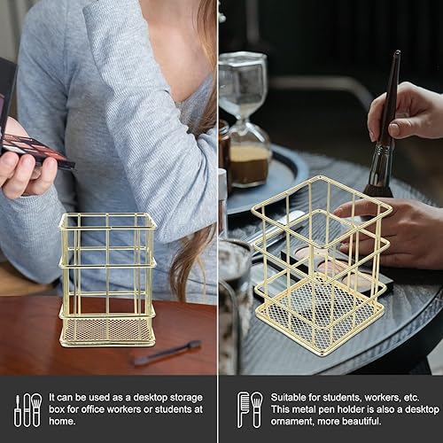 Miniatura 6 de NUOBESTY Contenedor de almacenamiento multifuncional de escritorio para lápices para estudiantes, soporte giratorio para lápices, portalápices