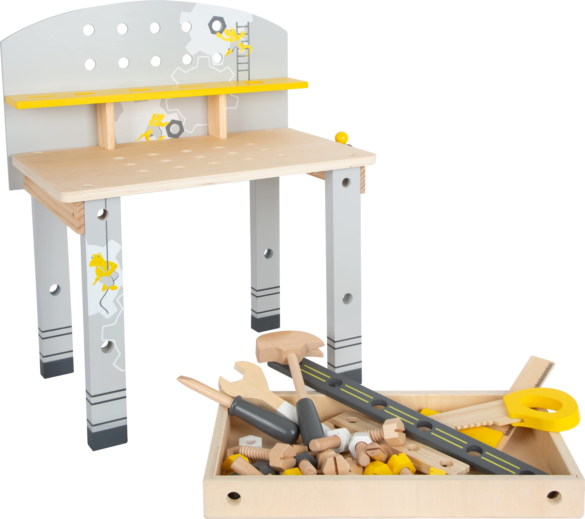 Small Foot Etabli Miniwob Compact en Bois, avec de Nombreux Accessoires et Jeu de vis, pour Enfants 3 +, 11805