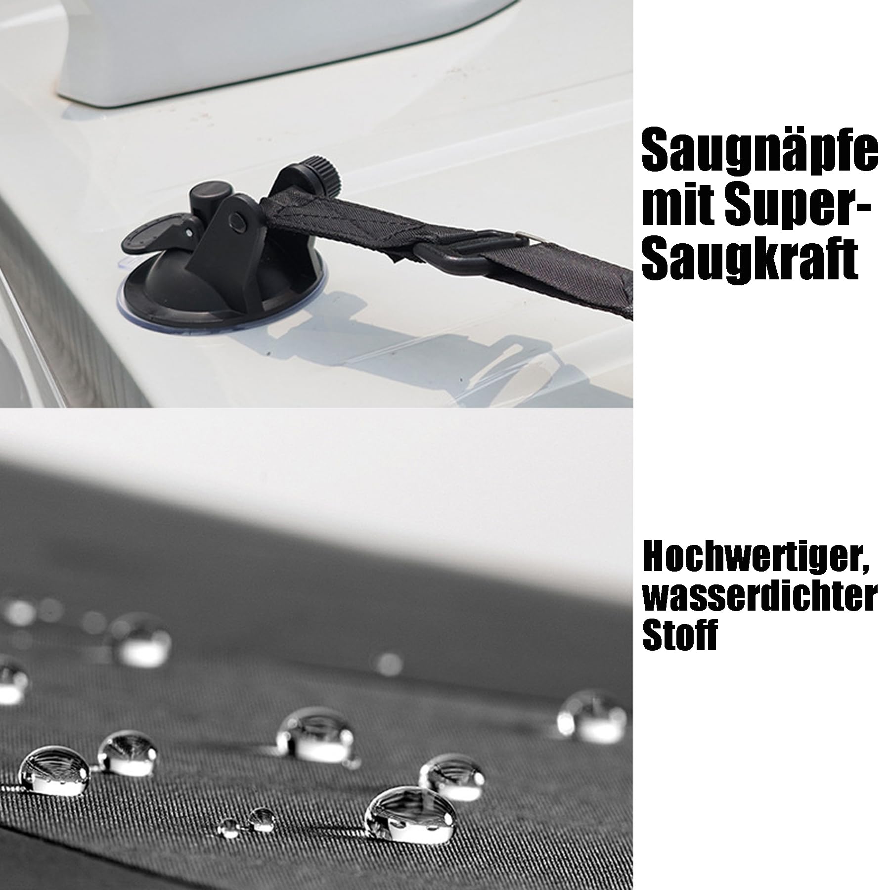 Schwarze Farbe Auto UV-Schutz Tarp, 280×380cm Silberne Beschichtung Vorzelt für SUV Seitentür und Hintertür, Wohnmobil-Markise Haben Zeltseile, Zeltnägel, Saugnapf, Aufbewahrungstasche
