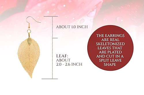 Miniatura 7 de Gold Leaf Earrings for Women. Natural Leaf Earrings. Stylish Large Gold Leaf Jewelry. Drop Dangle Earrings. Mothers Day Gifts for Her