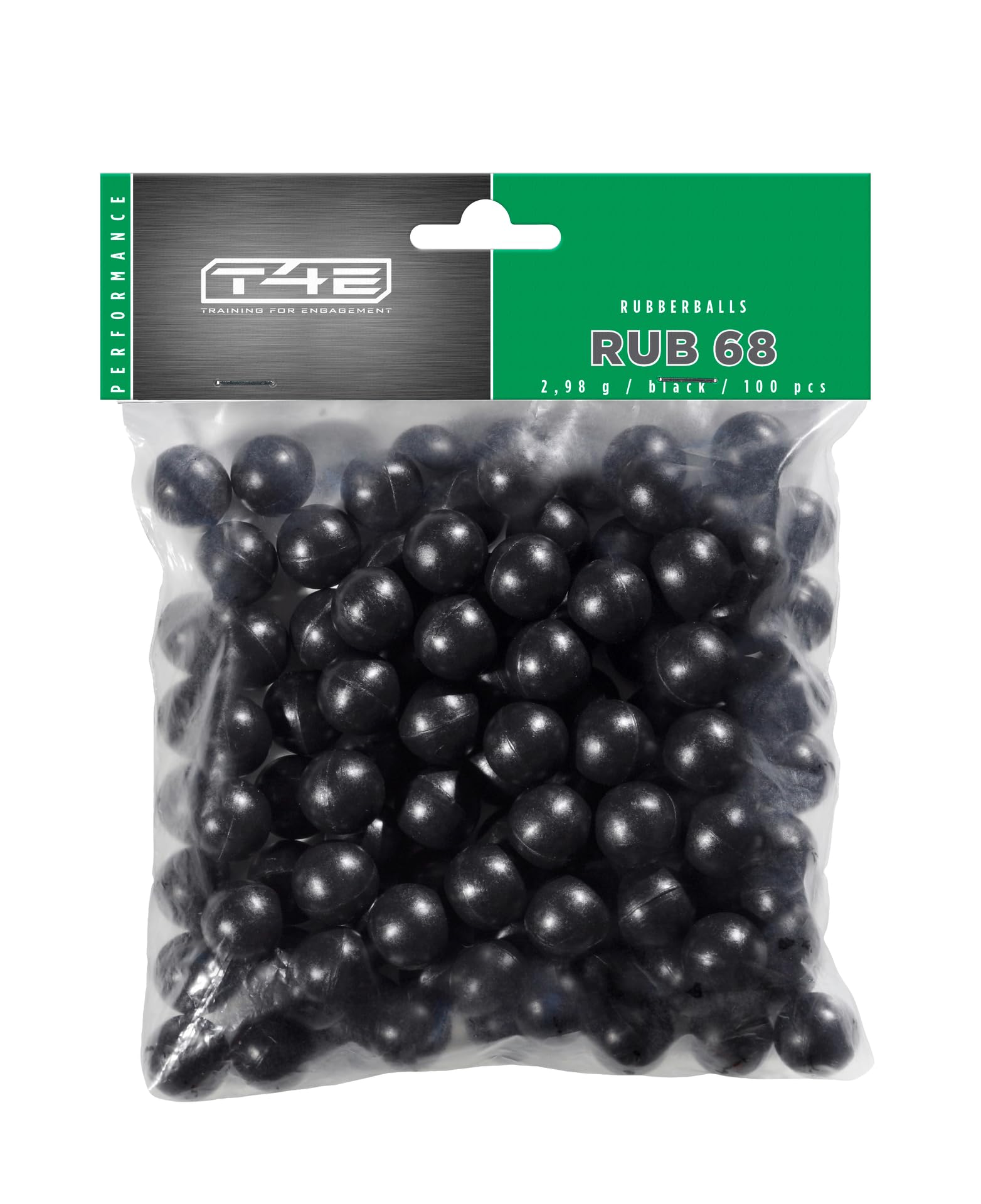 T4E - Palline da paintball RUB 68, calibro munizioni, 2,98 g, 100 pezzi, colore: Nero