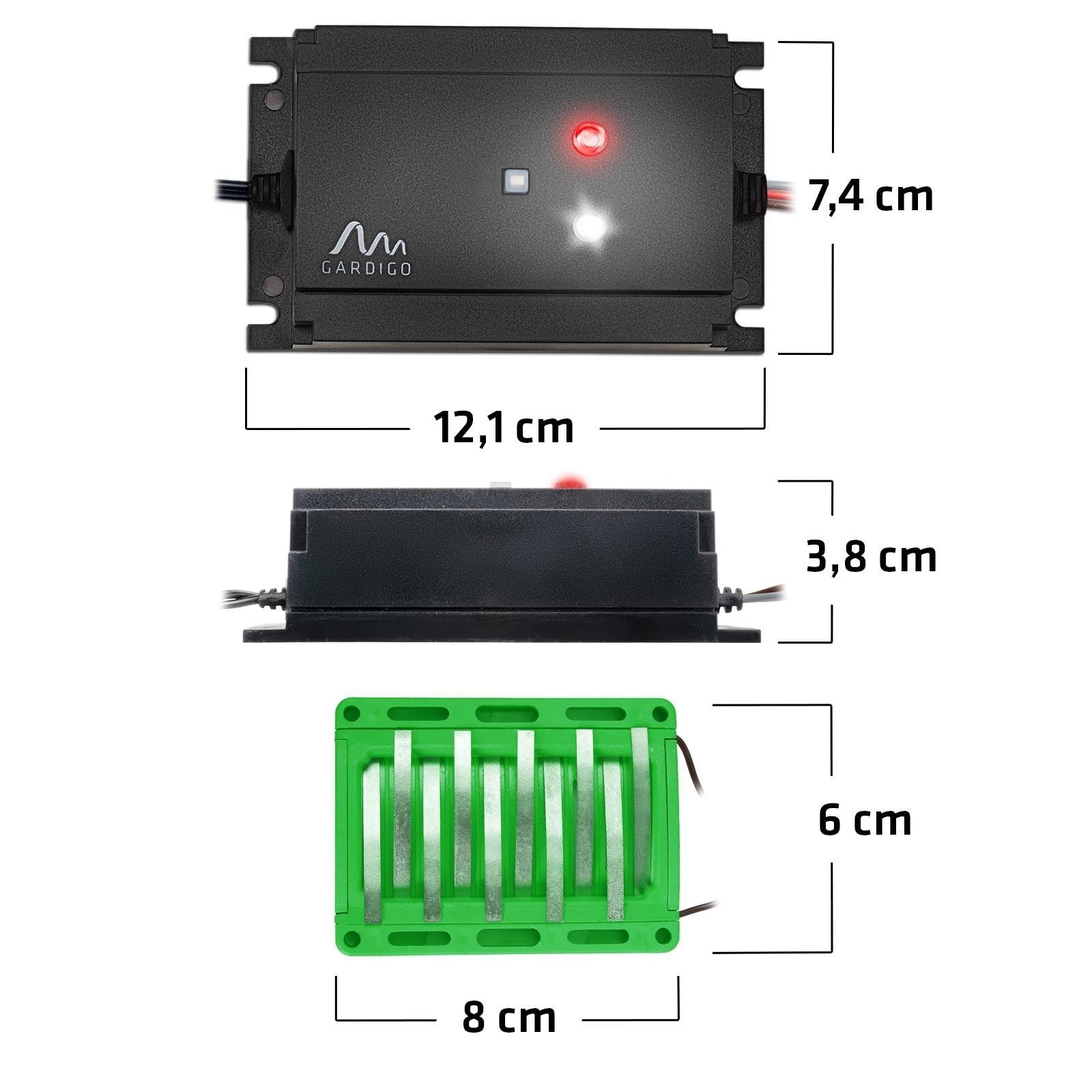 Gardigo® Repellente per Martore Auto con Scossa Elettrica, Tripla Protezione con Ultrasuoni, Luce Flash e Scossa Elettrica, Scaccia Roditori, Donnole, Martore, Procioni dal Vano Motore 400V | 12-24kHz