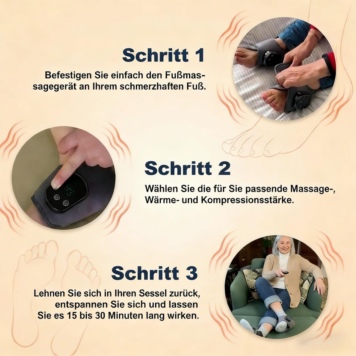Fussmassagegerat Elektrisch Testsieger 3-in-1,Kabelloser Massager für Füße und Knöchel, Testsieger bei Neuropathie-Schmerzen (2 Stück)